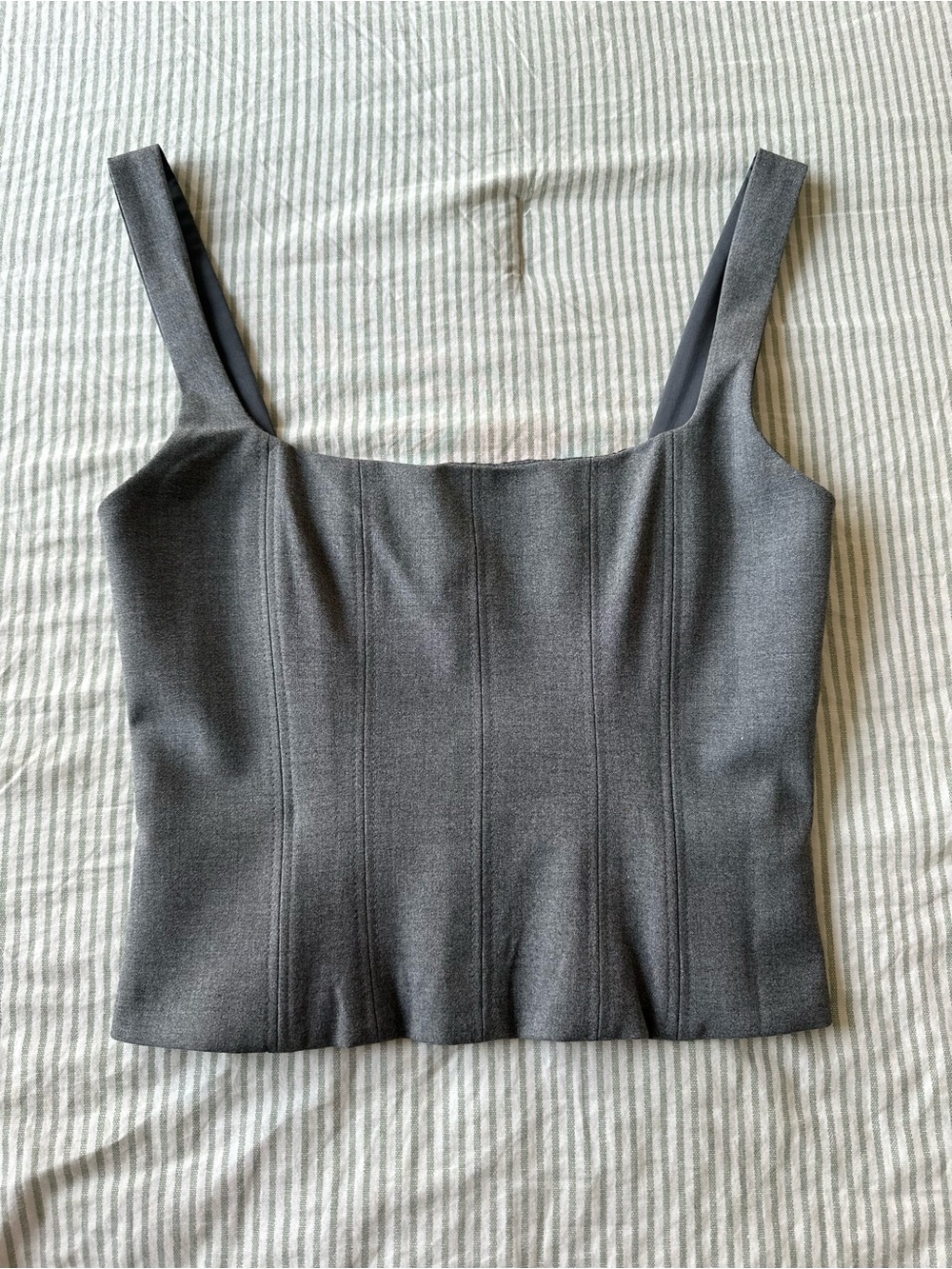 Zara Charcoal Square-Neck Bustier Crop Top